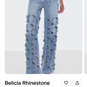 Rhinestone Embellished Blue Jeans